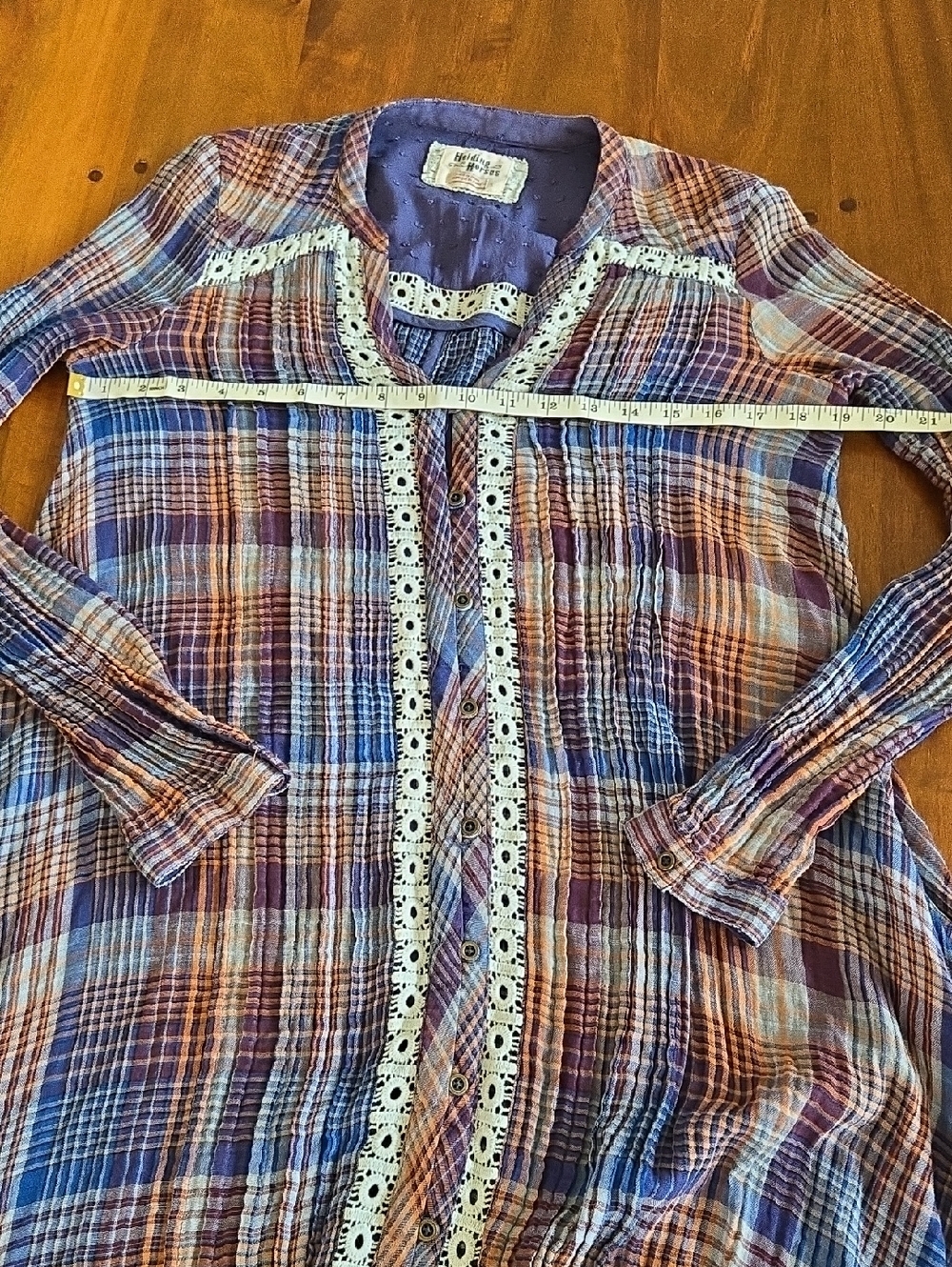 Anthropologie Holding Horses Plaidcand Crochet Lace Mini Dress Size Small - Picture 5 of 7